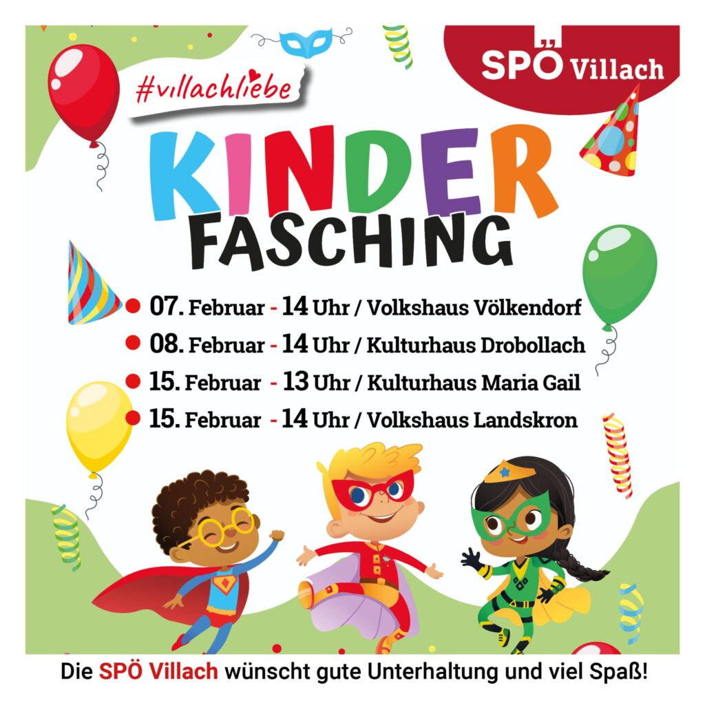 Kinderlachen im Mittelpunkt: SPÖ Villach lädt zum bunten Kinderfasching